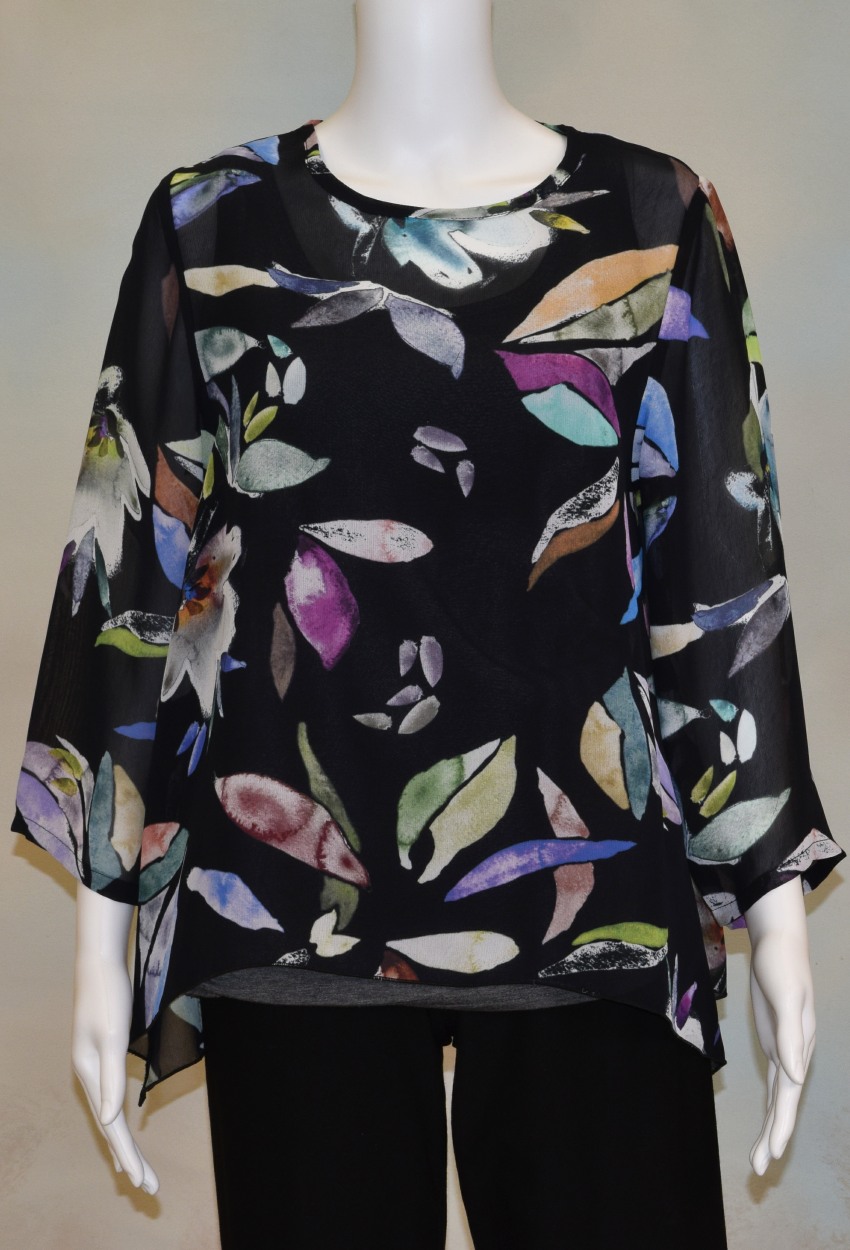 Midnight Floral Side Point Tunic